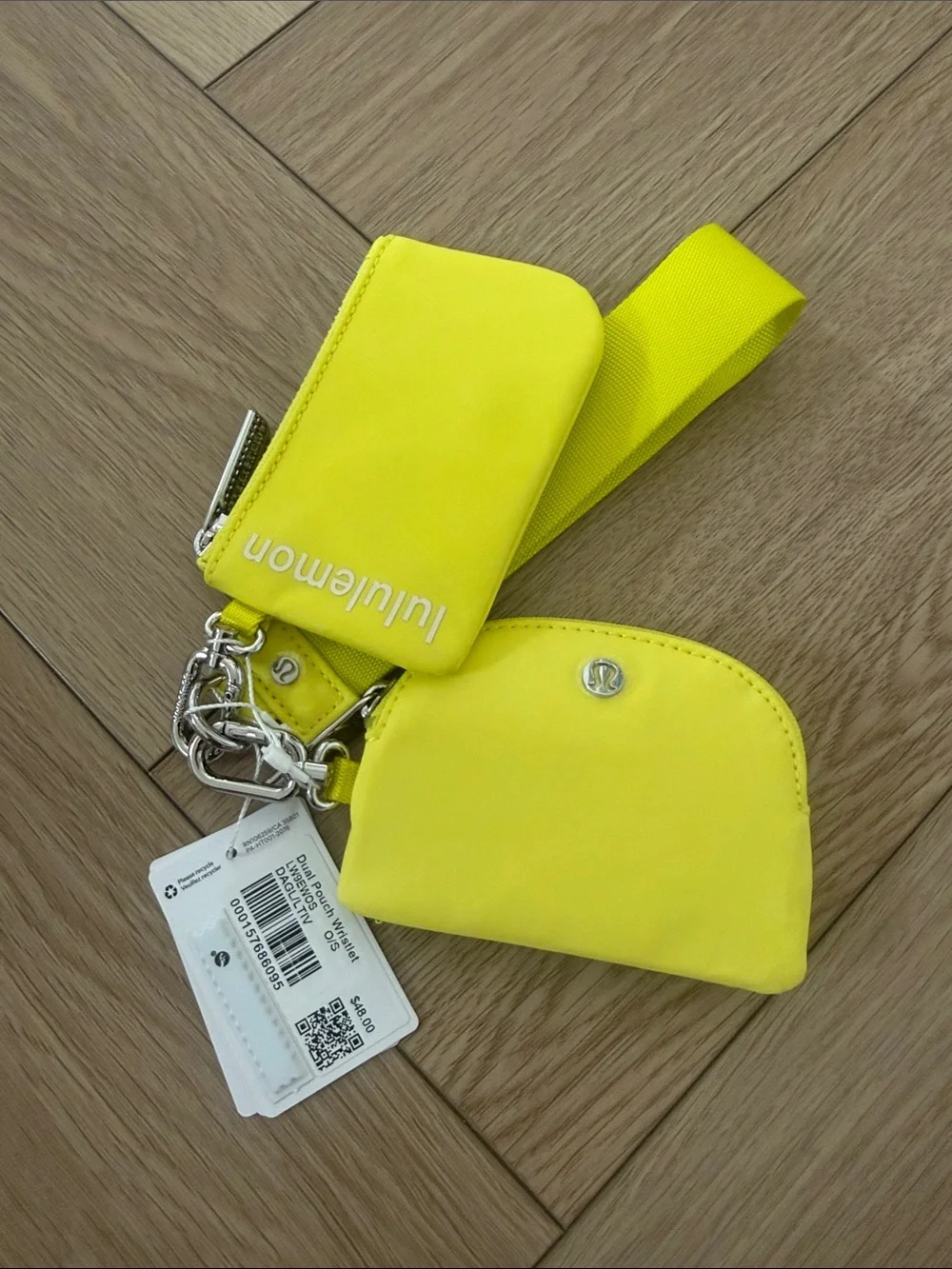 lululemon athletica Neon Yellow Wristlet Keychain Pouch Set